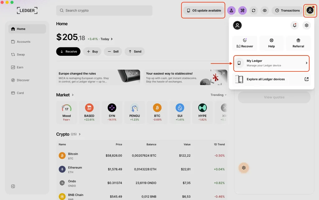 وارد بخش My Ledger شوید